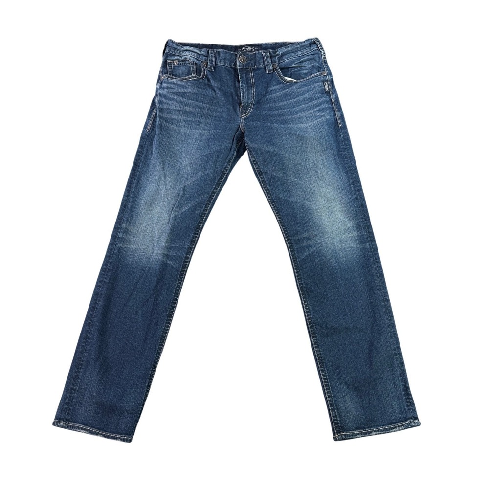 Silver Jeans Jeans Mens 34x34 Blue Eddie Relaxed Tapered Dark Nice Wash‎ Preppy